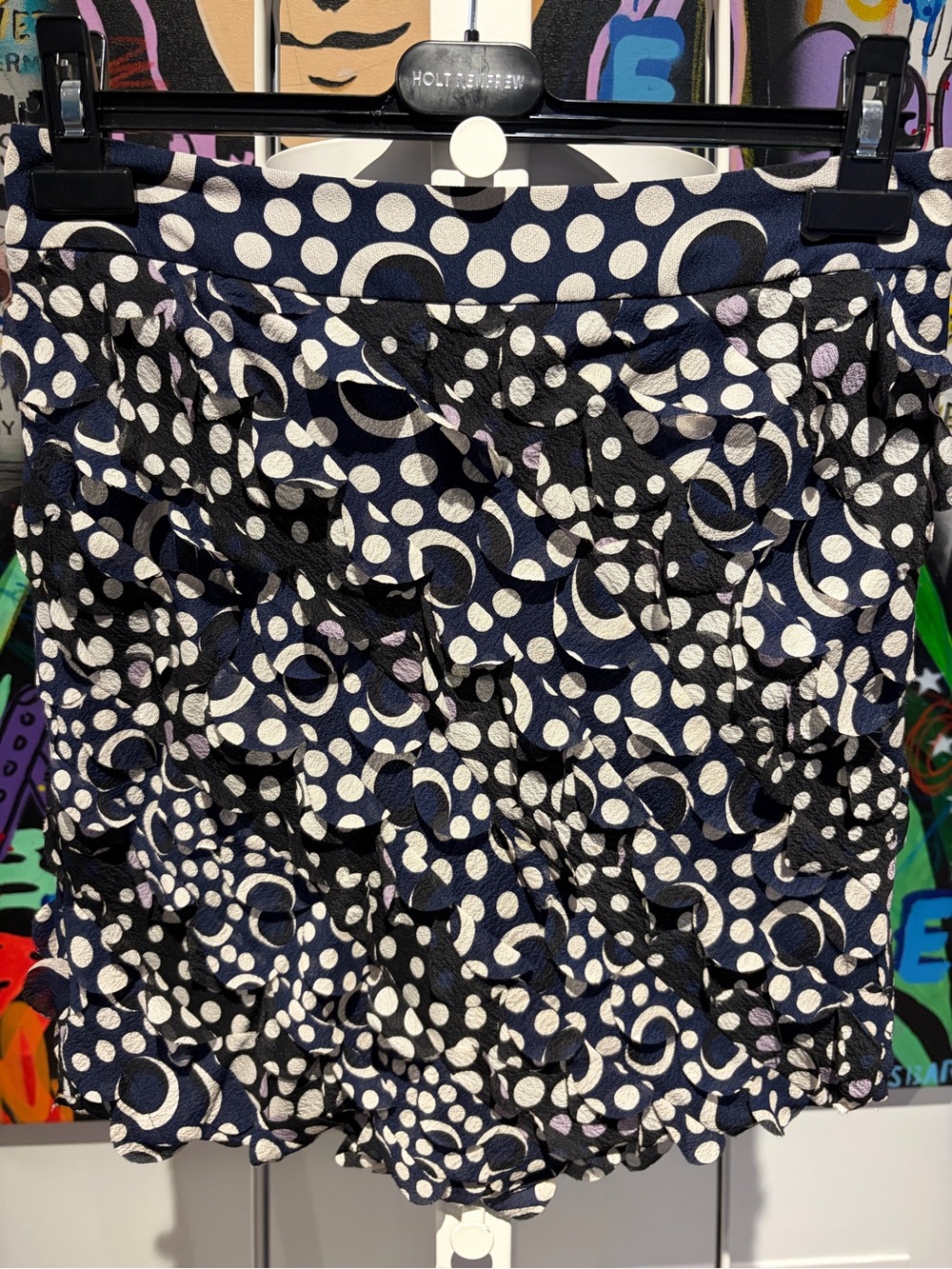 Diane von Furstenberg 100% Silk Navy & White Polka Dot Skirt